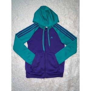 Adidas - Women’s Retro Zip Up Hoodie - Teal/Purple